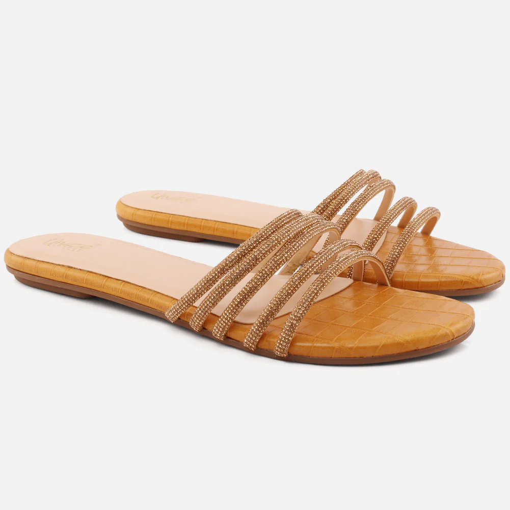 Women "Ethel" Stone Strap Slip On Slippers - Image 2