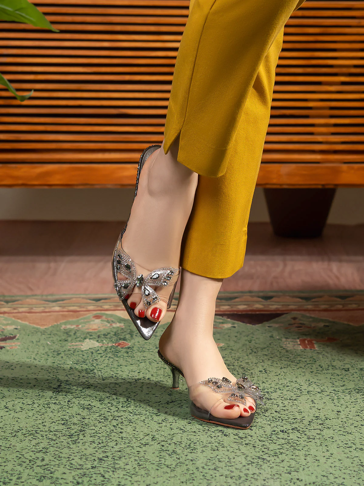 Women "ETTORE" Low Heel Transparent Sandals - Image 3