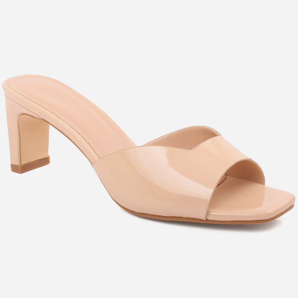 Women "FLAVIA" Gorgeous Block Heel Square Toe Slip On Sandals
