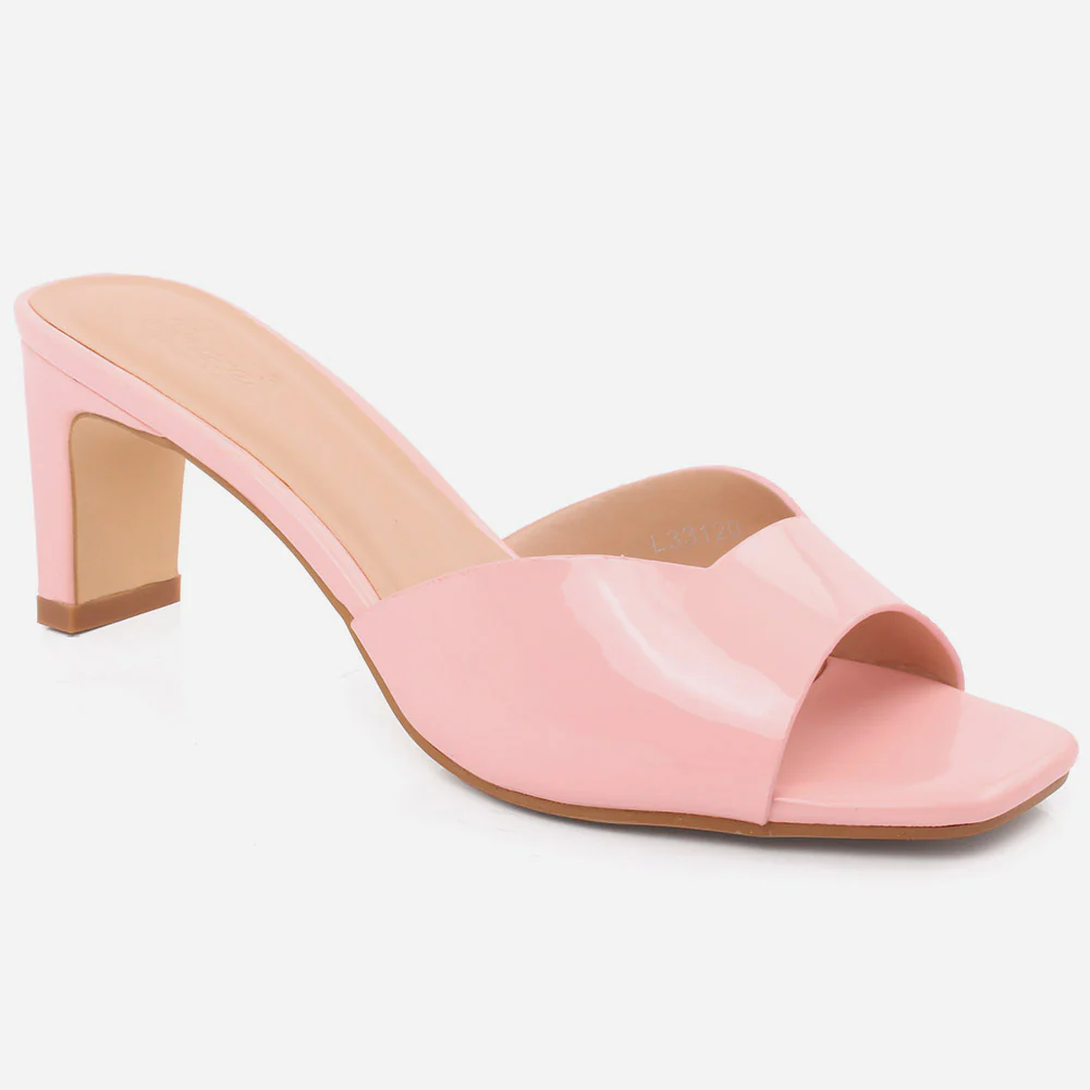 Women "FLAVIA" Gorgeous Block Heel Square Toe Slip On Sandals