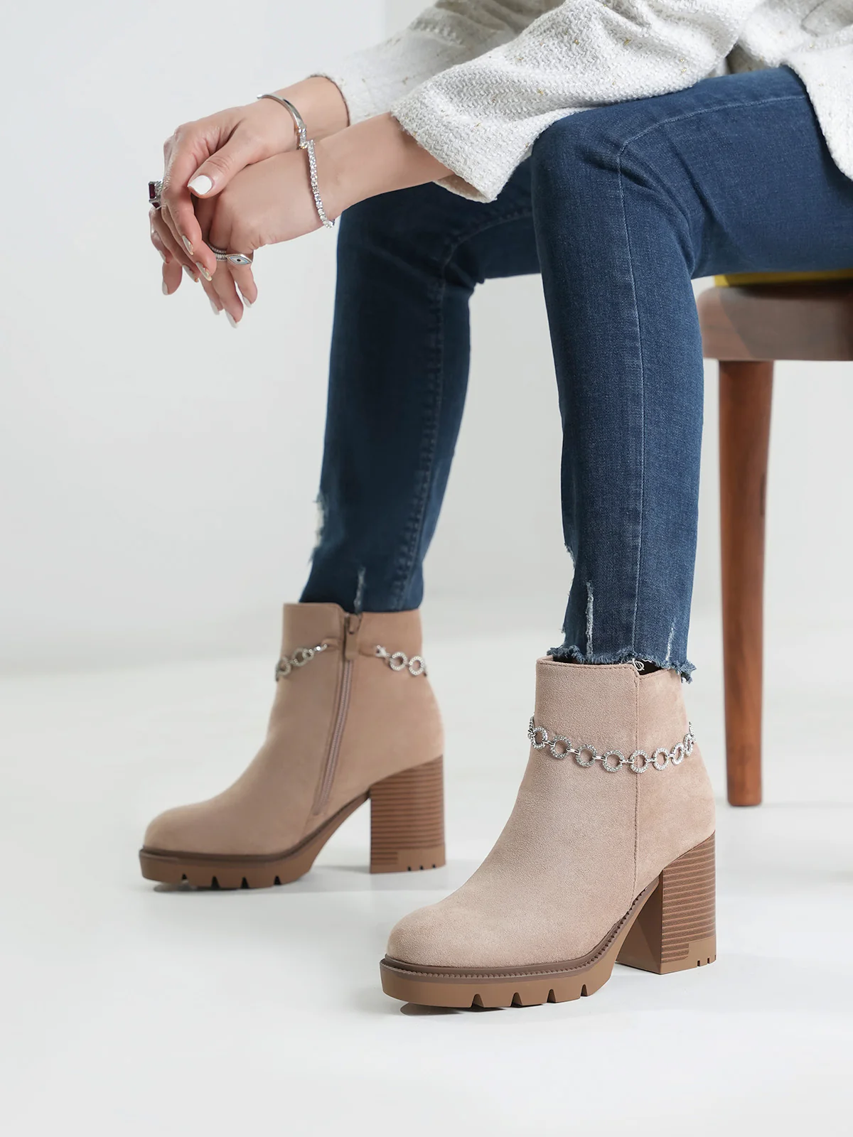 Women "FOLAMI" Stylish Chain Ankle Boots - Image 6