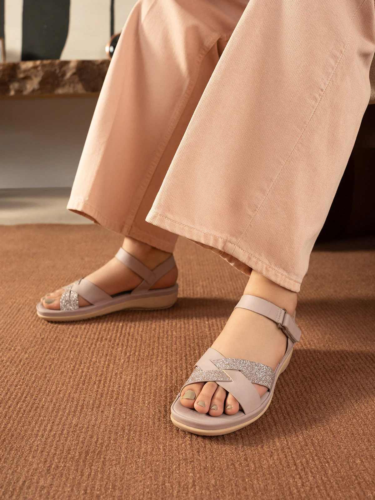 Women "HAYLEY" Cross Straps Comfort Sandals - Image 10