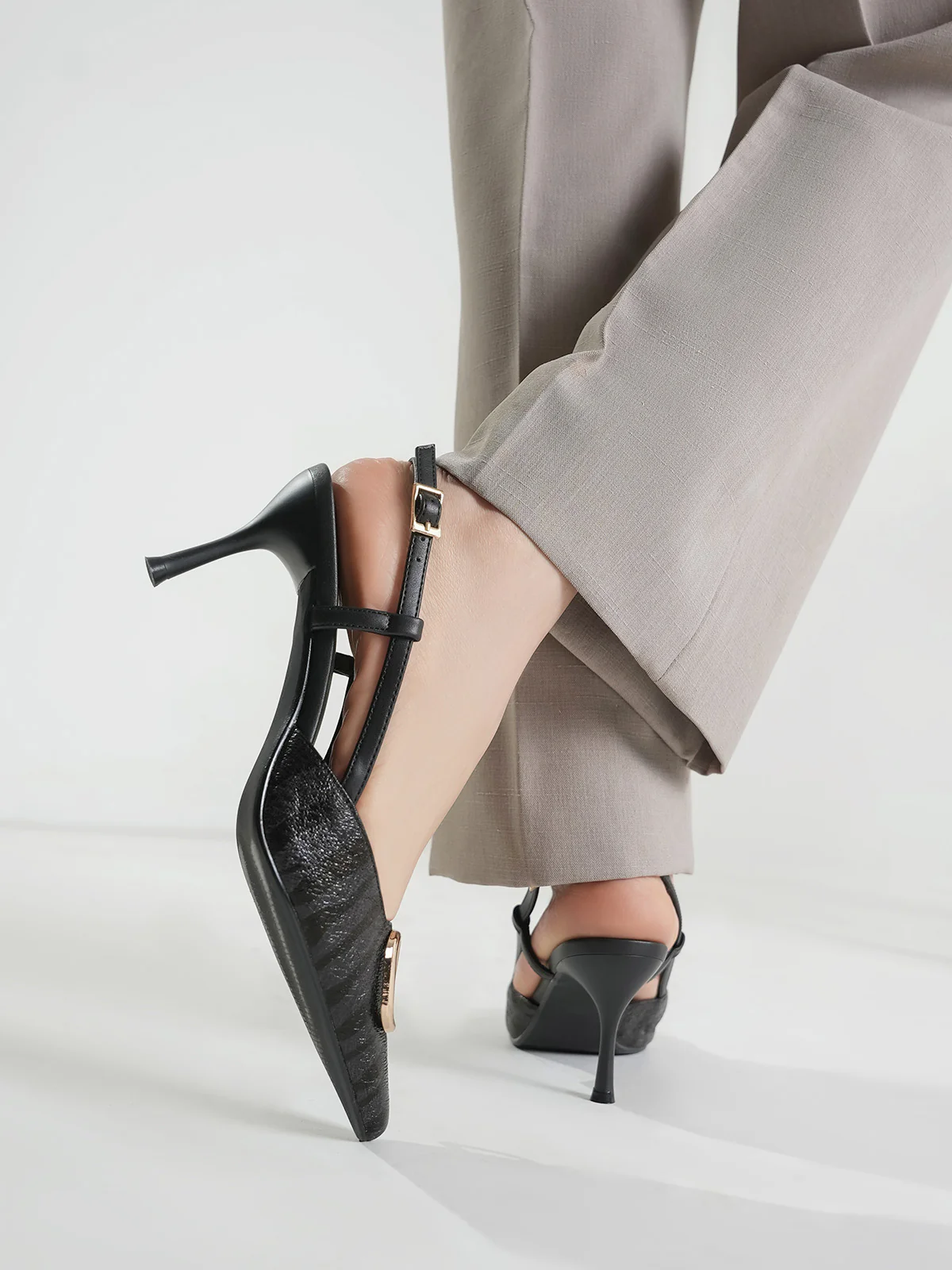 Women "HILLARY" Pointed Toe Buckle Sandals - Image 10