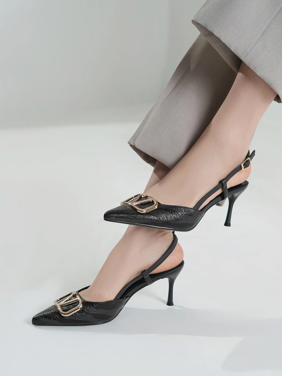 Women "HILLARY" Pointed Toe Buckle Sandals - Image 3