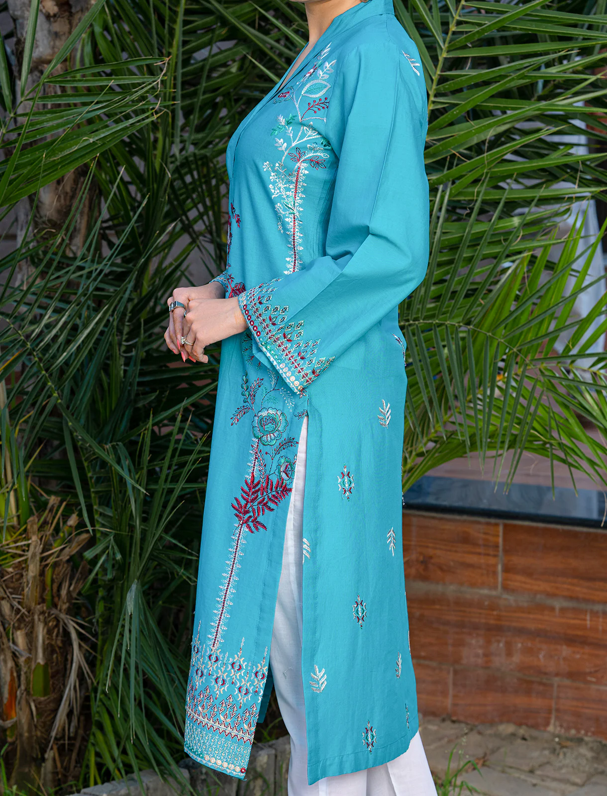 Women "HIRANUR" Embroidered Lawn Summer Shirt - Image 3