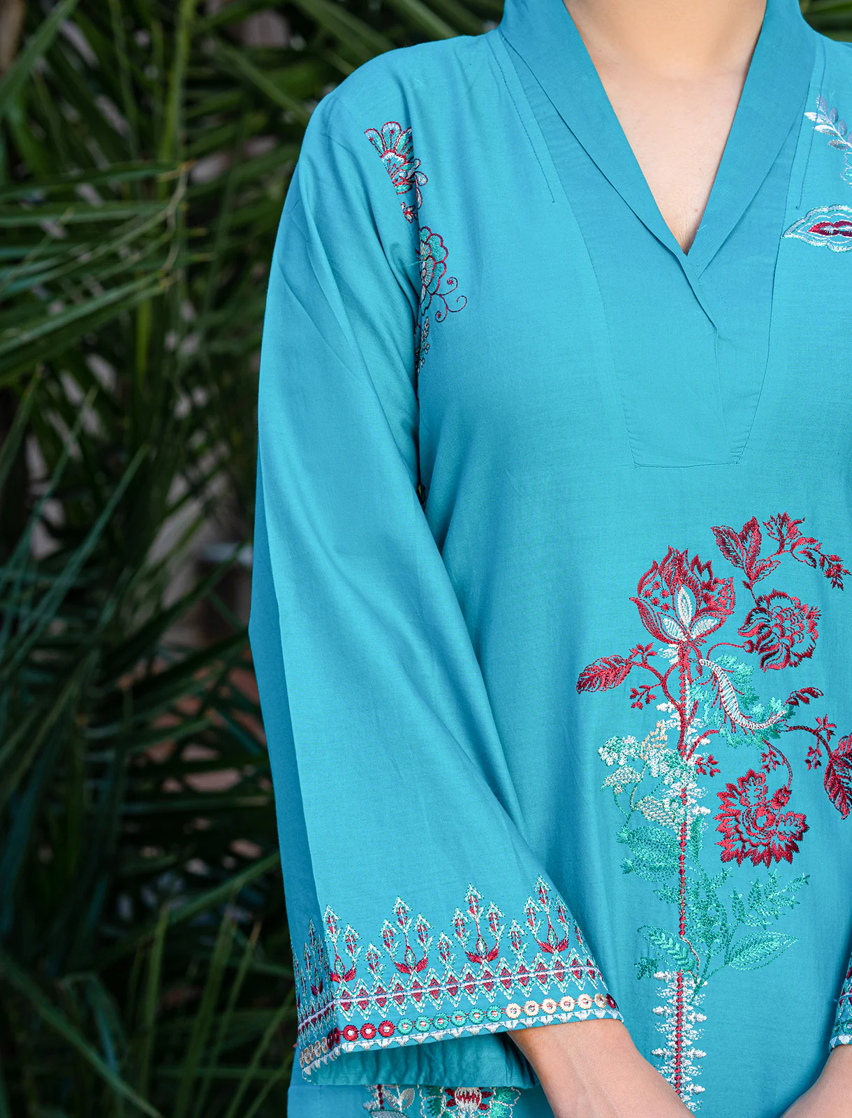 Women "HIRANUR" Embroidered Lawn Summer Shirt - Image 4