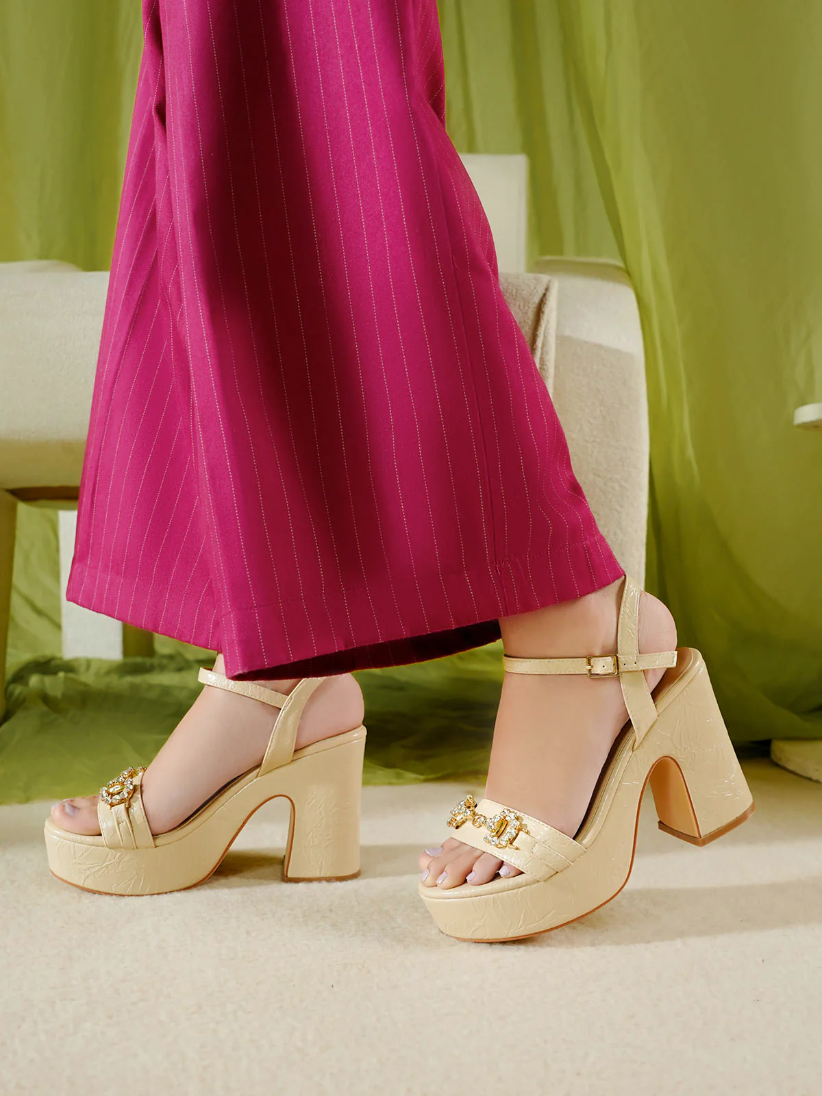 Women "ILANY" Chunky Heel Buckle Sandals - Image 3