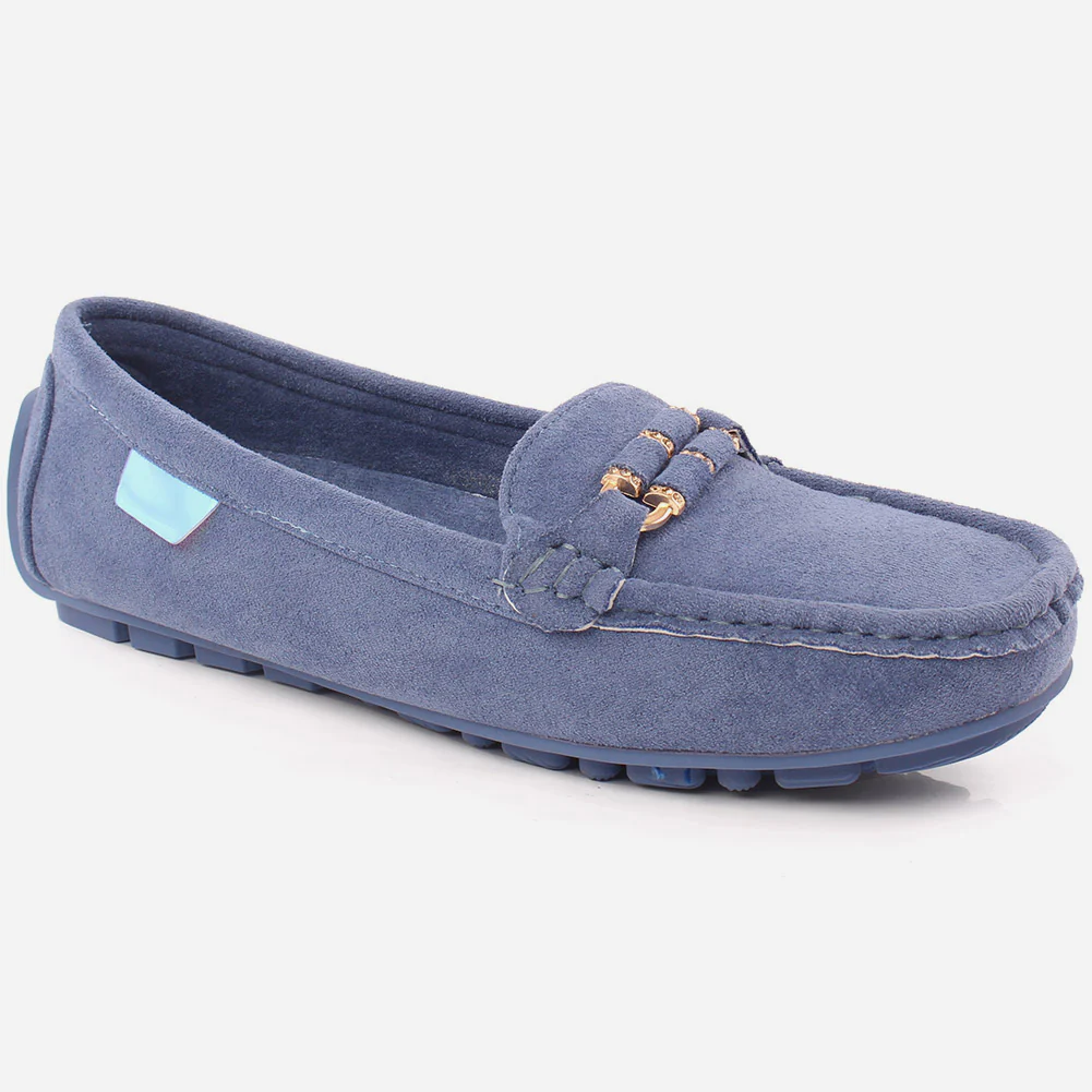 Women "Ingrid" Suede Buckle Moccasins