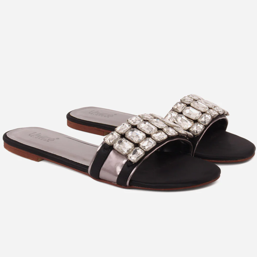 Women "IRINA" Gemstone Wide Fit Backless Slippers - Image 2
