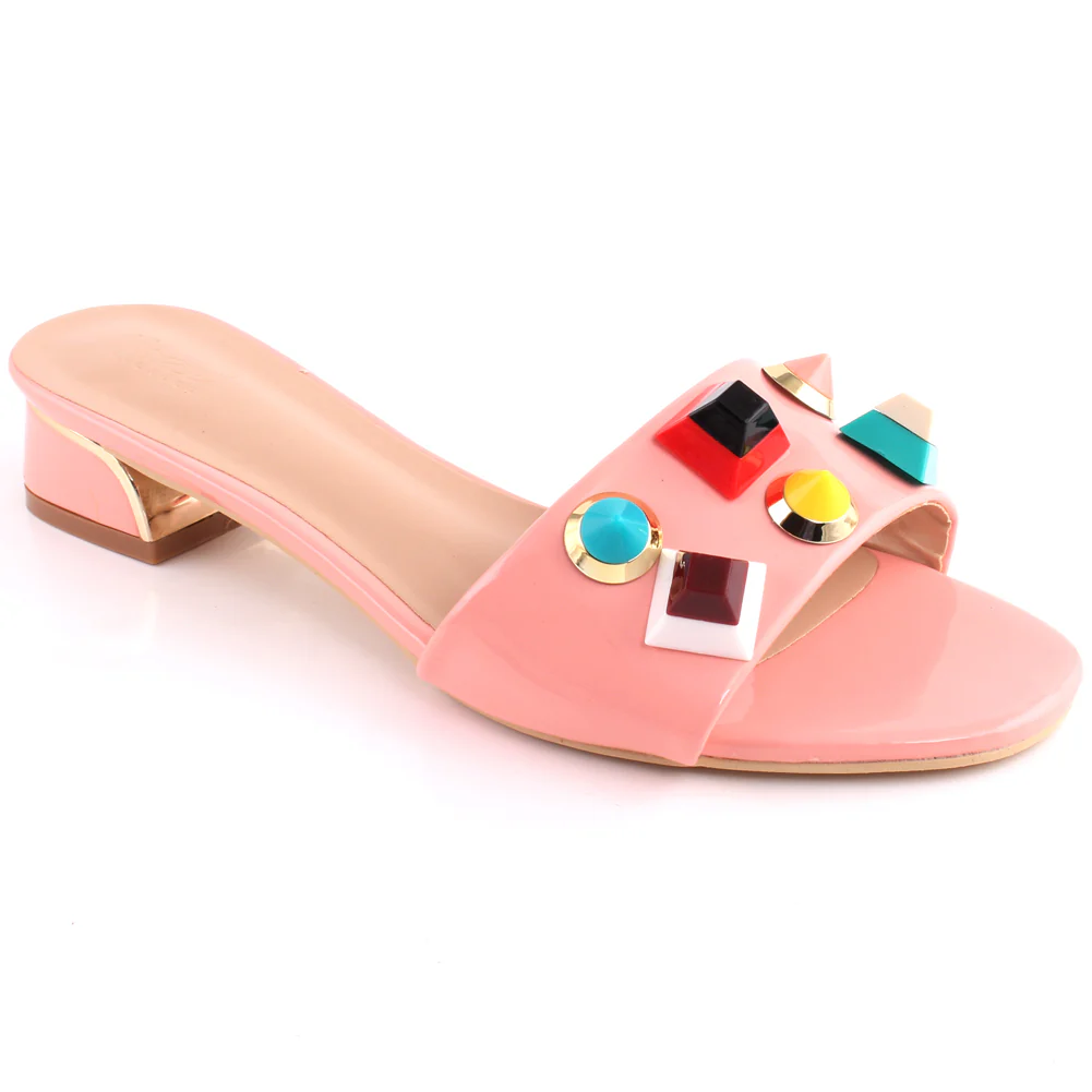 Women “JIMENA” Stud Decorated Block Heel Sandals
