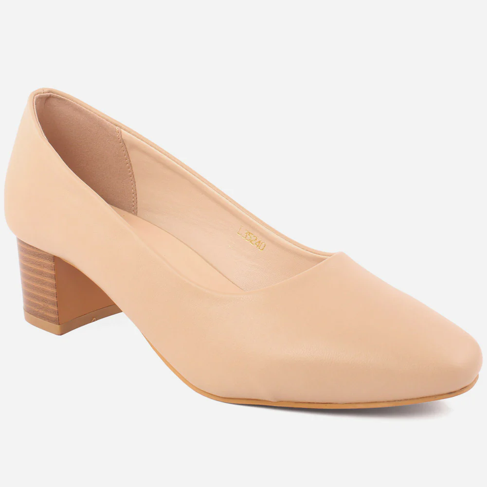 Women "Jole" suede rounded almond toe block heel court shoes