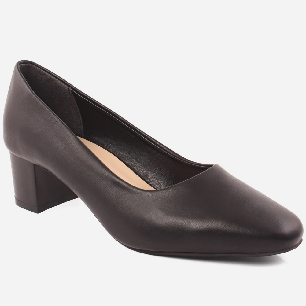 Women "Jole" suede rounded almond toe block heel court shoes