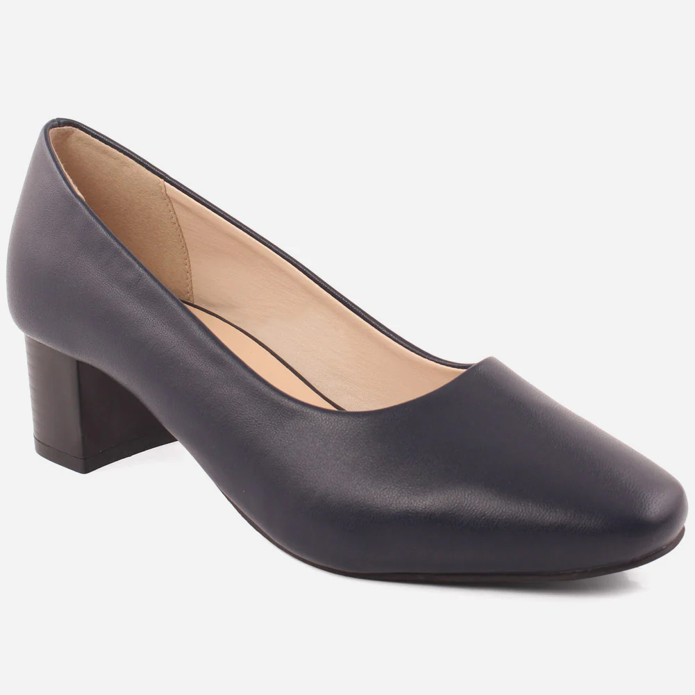 Women "Jole" suede rounded almond toe block heel court shoes