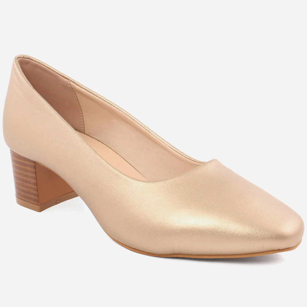 Women "Jole" suede rounded almond toe block heel court shoes