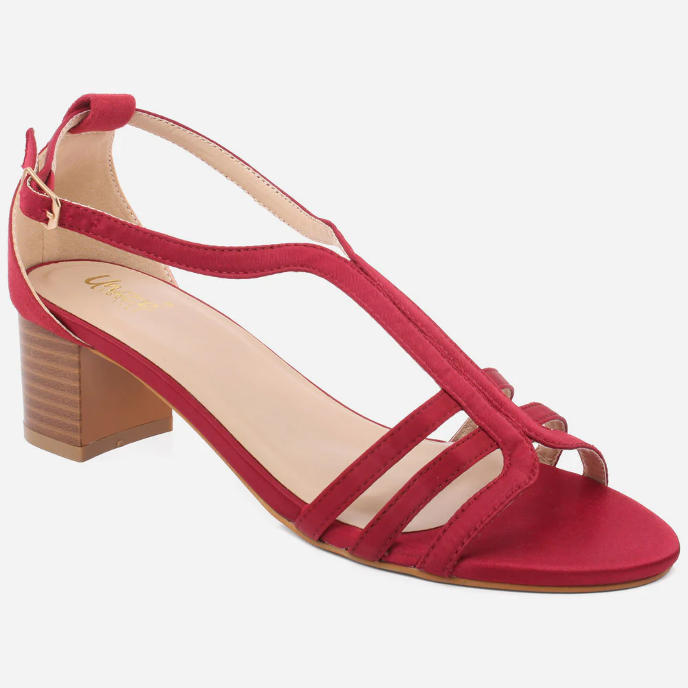 Women "JUDY" Glossy Matt Ankle Strap Sandals