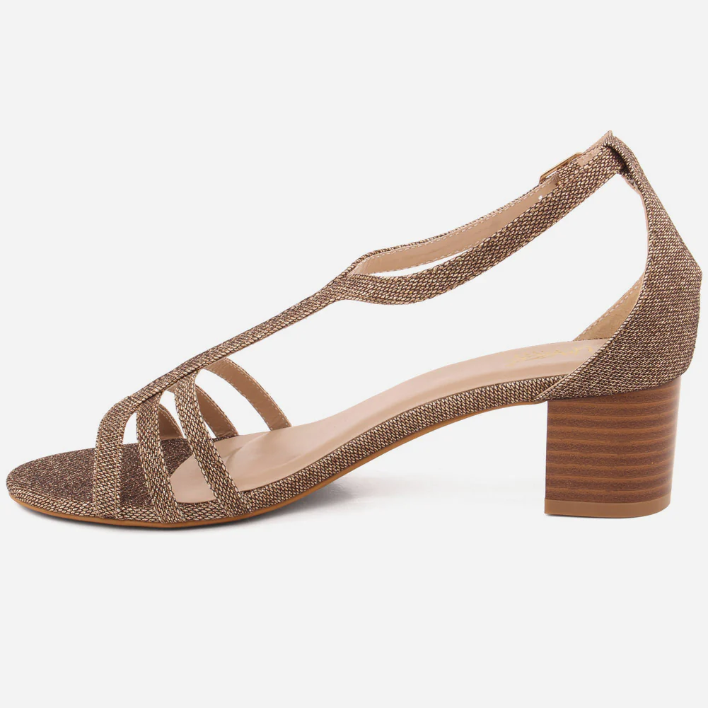 Women "JUDY" Glossy Matt Ankle Strap Sandals - Image 3