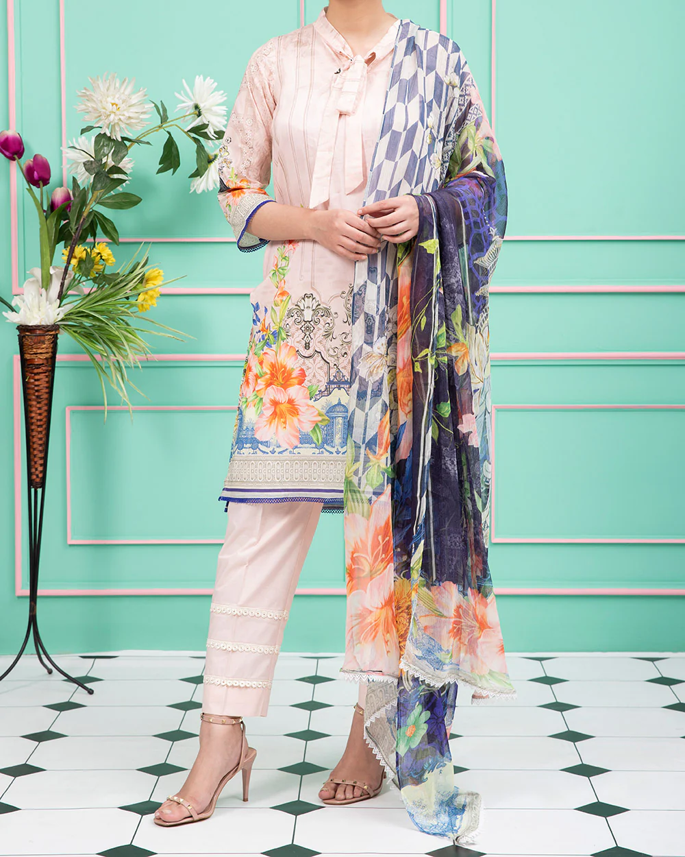 Women "Katy" 3 Piece Digital Printed Lawn Suit with Chiffon Dupatta
