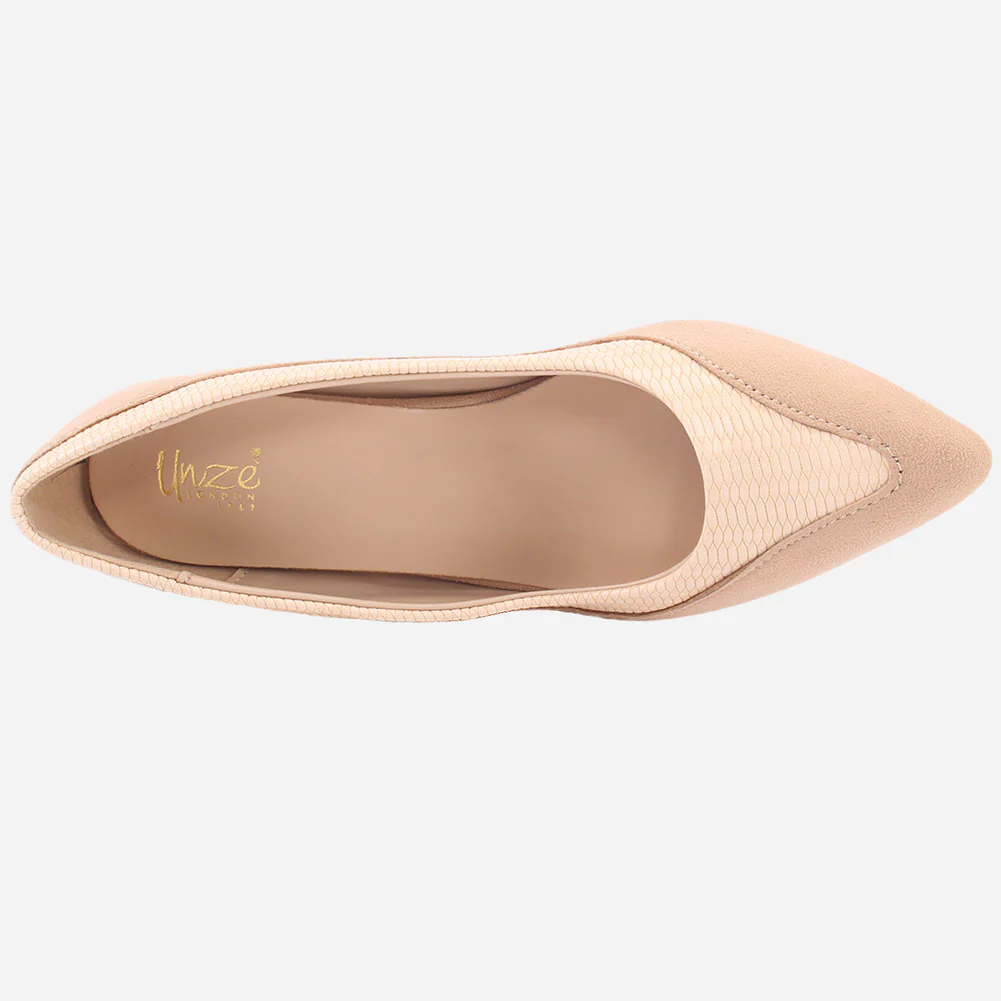Women "KELLY" Two Tone Block Heel Court Shoes - Image 4