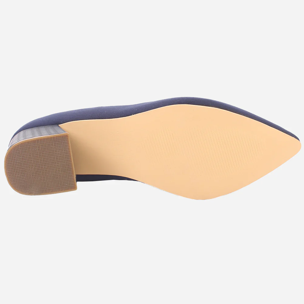 Women "KELLY" Two Tone Block Heel Court Shoes - Image 5