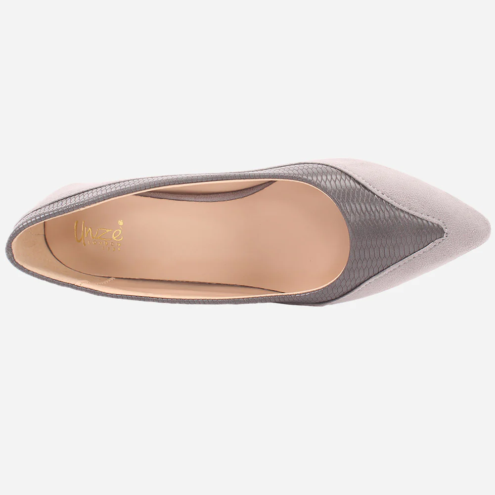 Women "KELLY" Two Tone Block Heel Court Shoes - Image 4