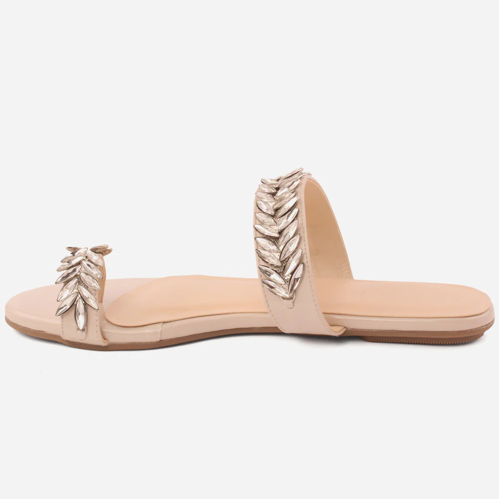 Women "Kemma"Glamorous Metallic Gemstone Slippers - Image 3