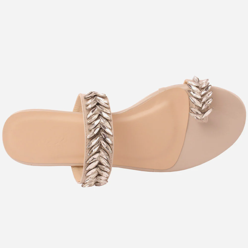 Women "Kemma"Glamorous Metallic Gemstone Slippers - Image 4