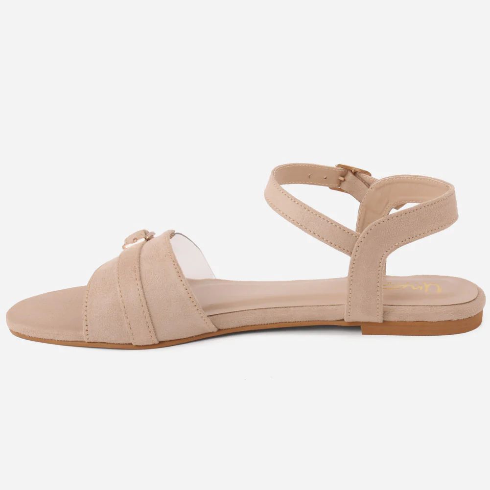 Women "KIM" V Shape Open Toe Ankle Strap Flat Sandals - Image 3