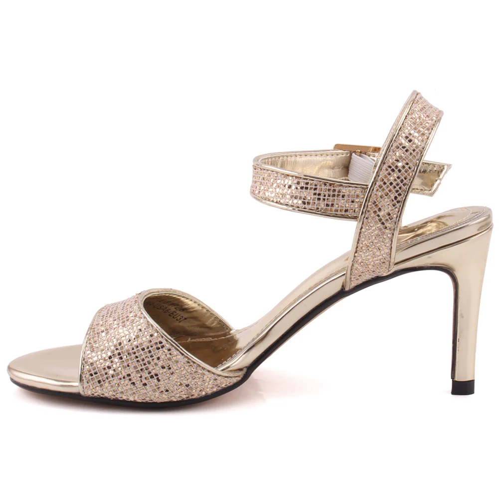 Women "LAVINIA" Ankle Strap Sequenced Open Toe Stiletto Heel Sandals - Image 3