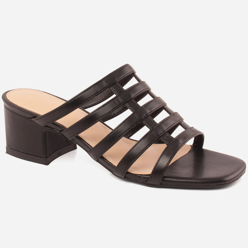 WOMEN "Lian" BLOCK HIGH HEEL SLIP ON SANDALS