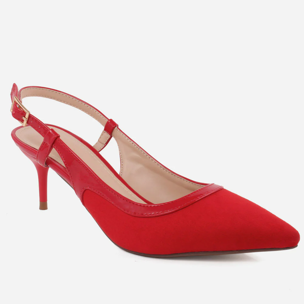 Women “LIL” Pointy Toe Kitten Heel Court Shoes