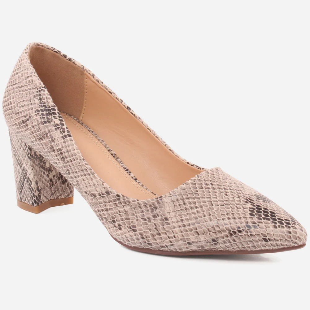 Women "LINDA" Pointed toe Block Heel Court Shoes