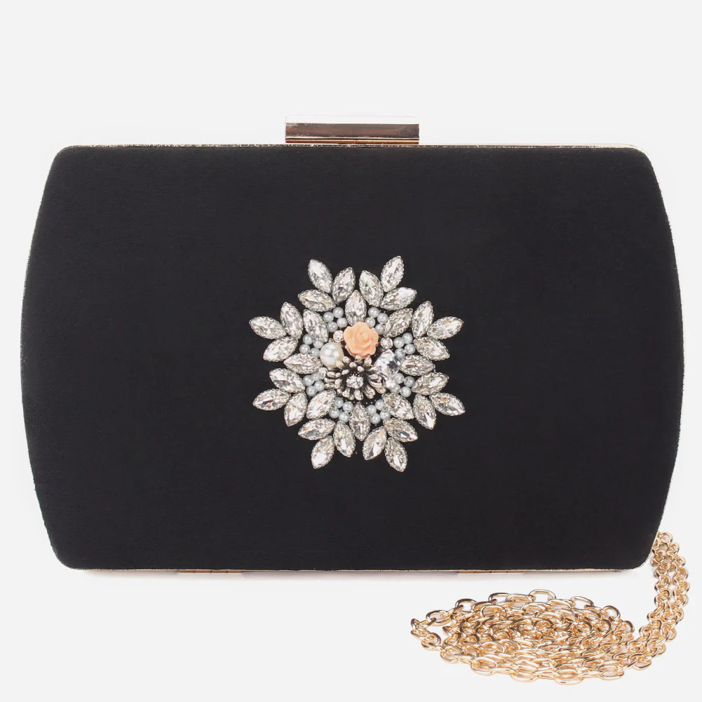 Women "LUARA" Suede Mental Handle Bag