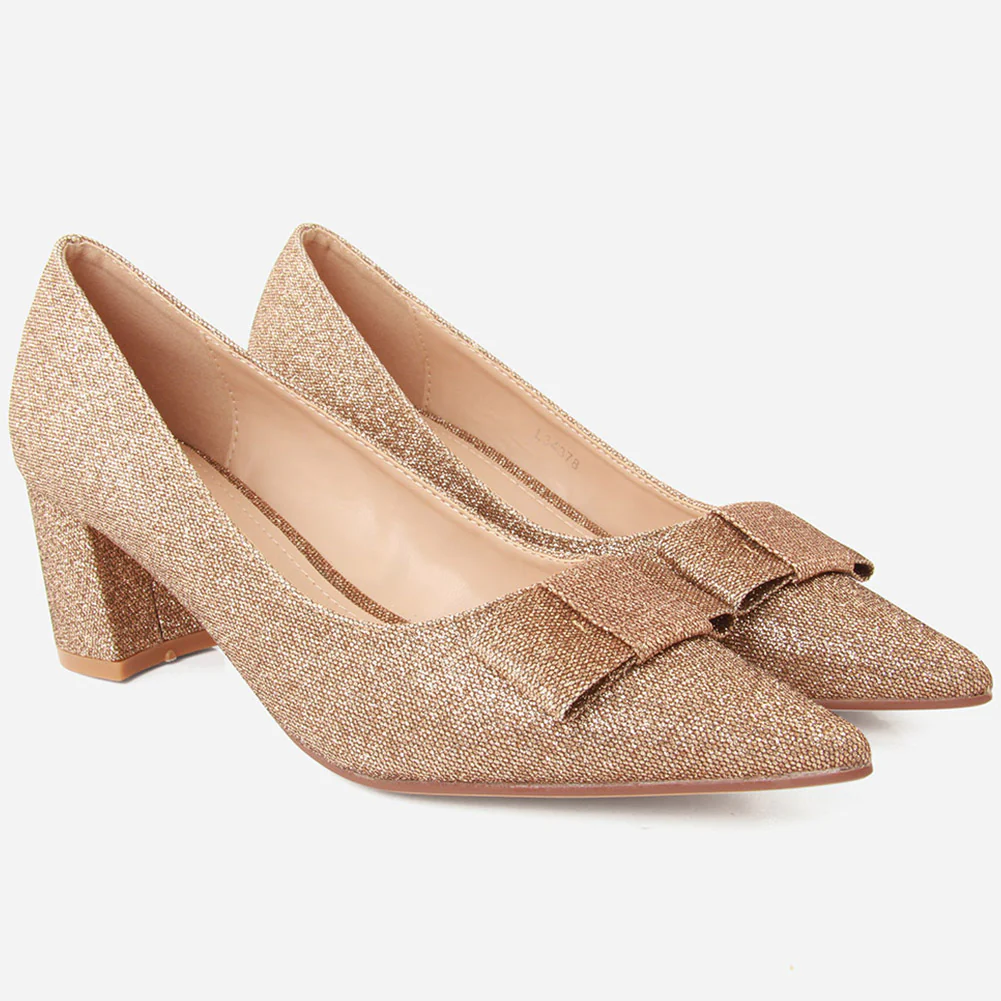 Women "MARAMA" Block Heel Pointed Toe Court Shoes - Image 2