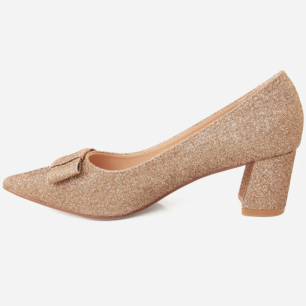 Women "MARAMA" Block Heel Pointed Toe Court Shoes - Image 3