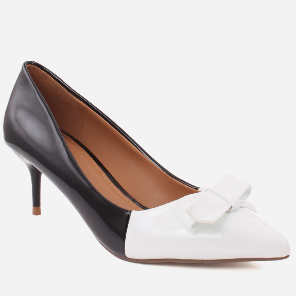 Women "MAURY" Dual Color Bow Decorated Pointy Toe Stiletto Courts