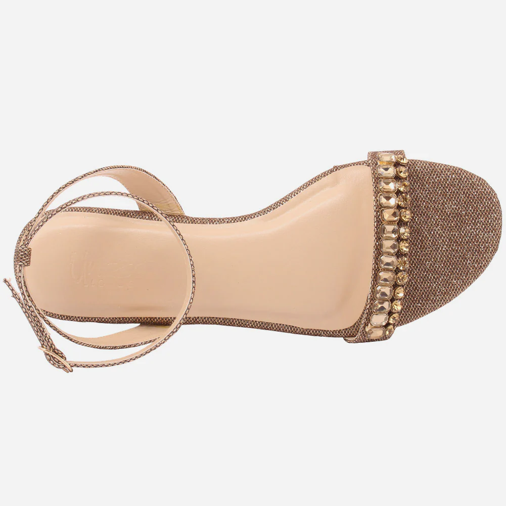 Women "MAY" Gold-Toned Studs Ankle Strap Sandals - Image 4