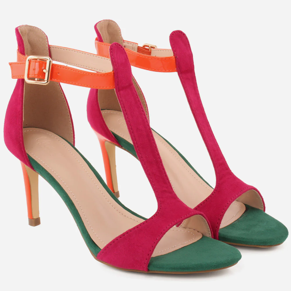 Women "ESTELA" T-Strap Open Toe Stiletto Heel Sandals - Image 2