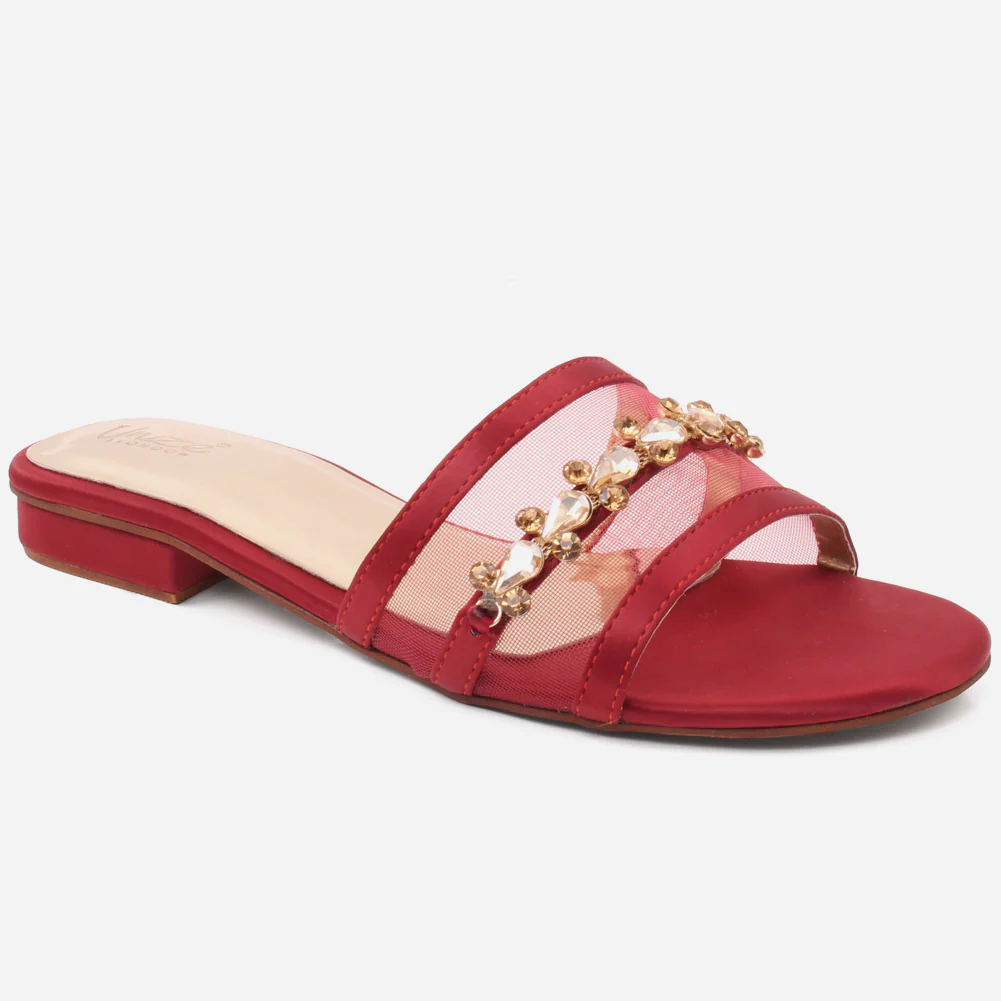 Women "MILA" Net Detailing Casual Slippers