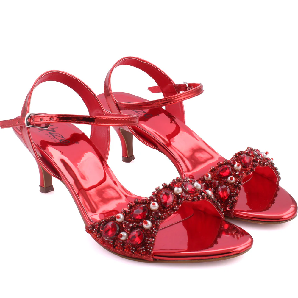 Women “MOLLY” Embellished Kitten Heel Sandals - Image 2