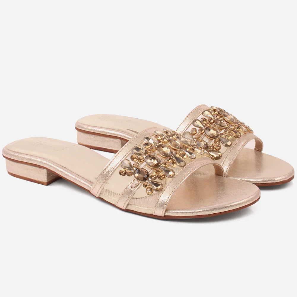 Women "MOLLY" Net Detailing Low Heel Casual Slippers - Image 2