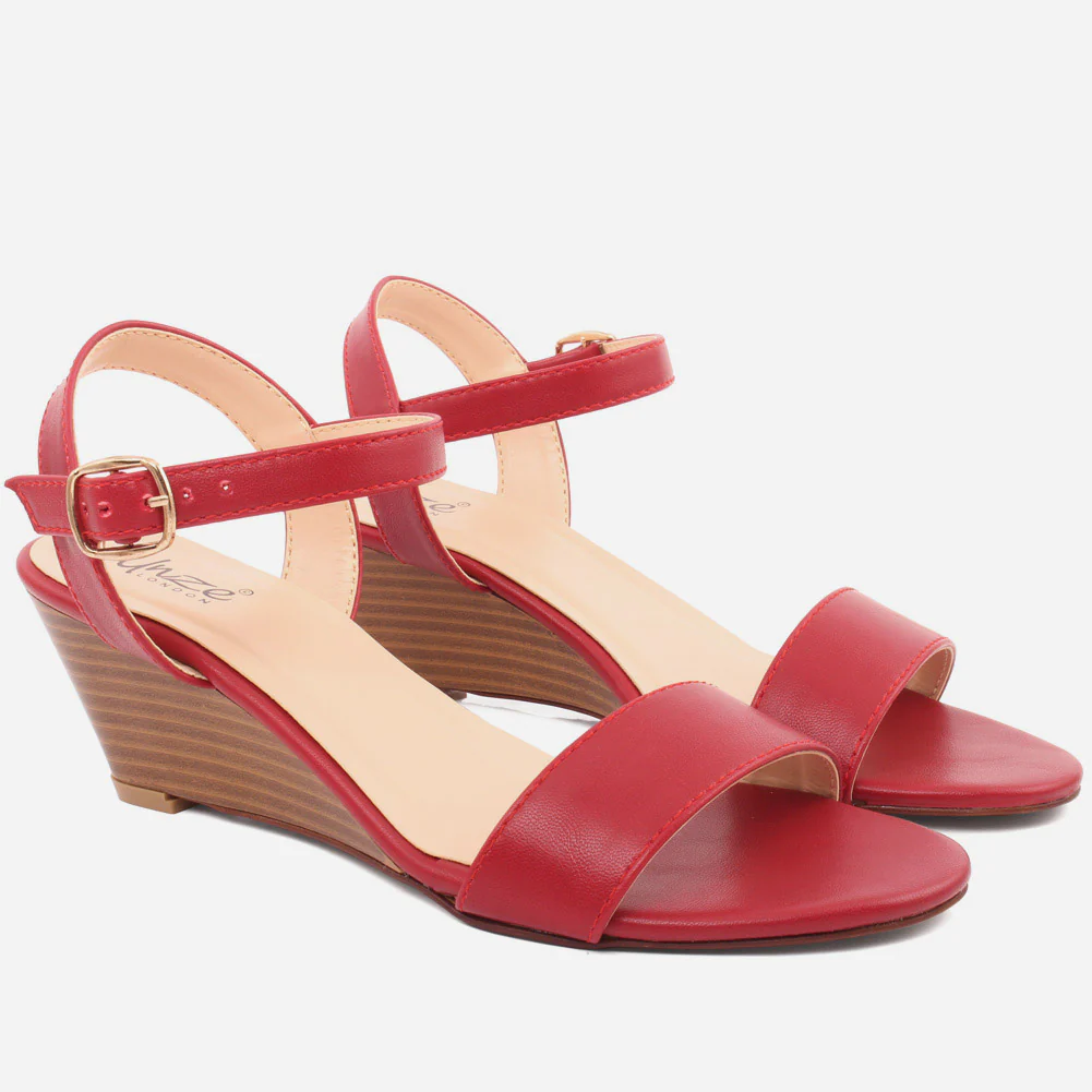 WOMEN "NANA" MATT BUCKLE WEDGE SANDALS - Image 2