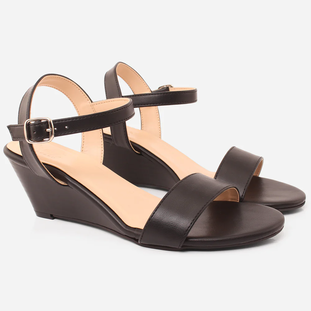 WOMEN "NANA" MATT BUCKLE WEDGE SANDALS - Image 2