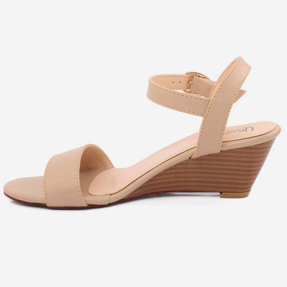 WOMEN "NANA" MATT BUCKLE WEDGE SANDALS - Image 3