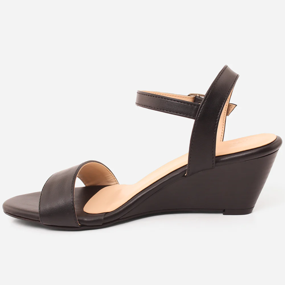 WOMEN "NANA" MATT BUCKLE WEDGE SANDALS - Image 3