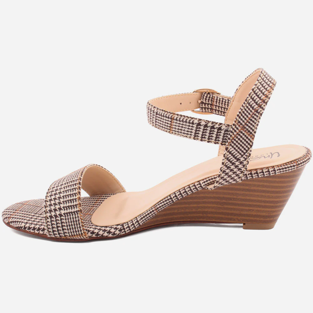 WOMEN "NANA" MATT BUCKLE WEDGE SANDALS - Image 3
