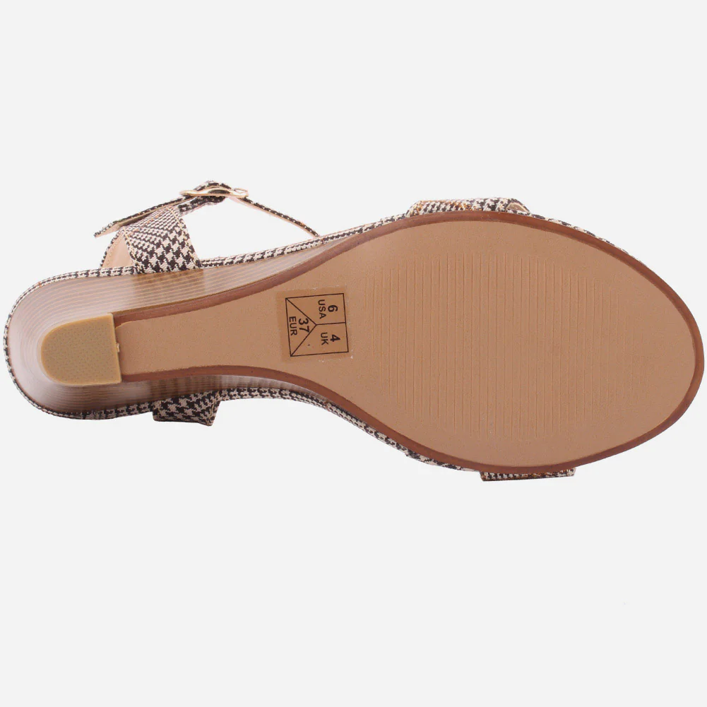 WOMEN "NANA" MATT BUCKLE WEDGE SANDALS - Image 5