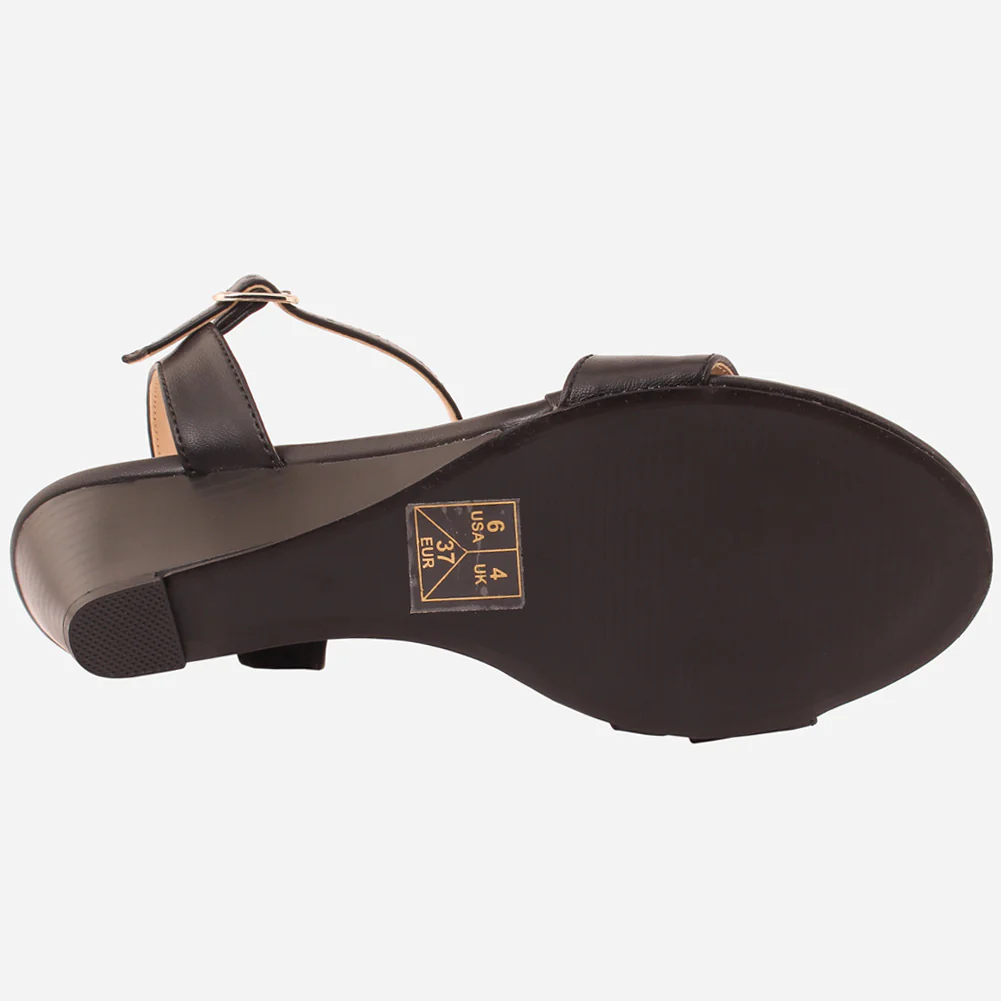 WOMEN "NANA" MATT BUCKLE WEDGE SANDALS - Image 5