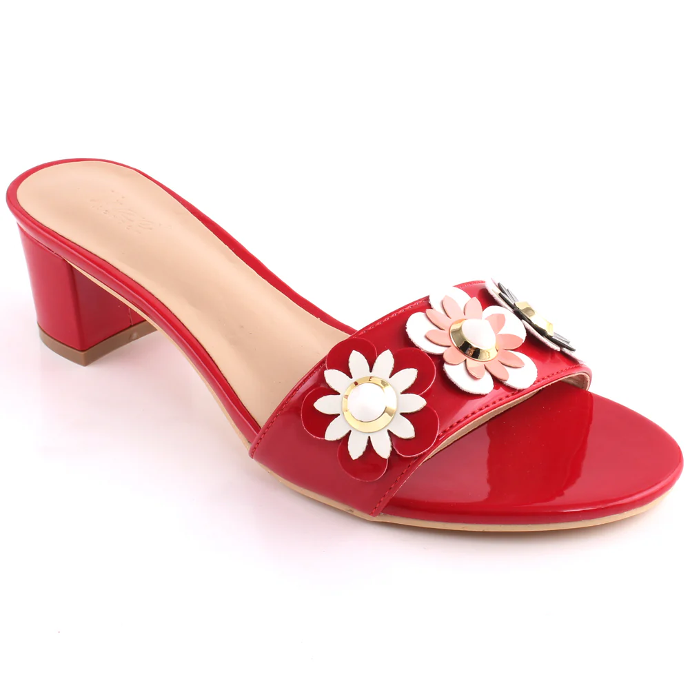 Women ”NEIMA” Flower Accented Open Toe Block Heel Sandals