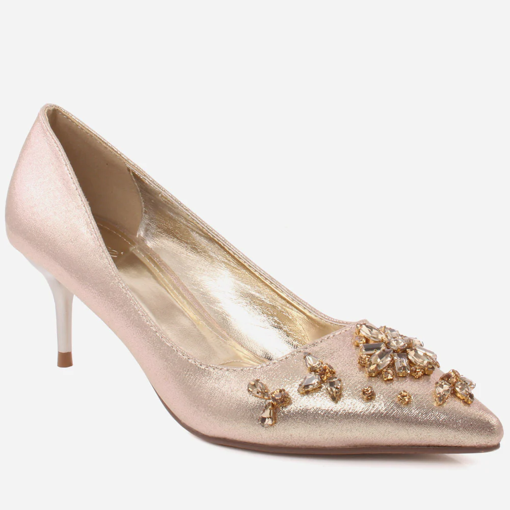 Women "PALOMA" Shimmer Stone Decorated Stiletto Heel Courts
