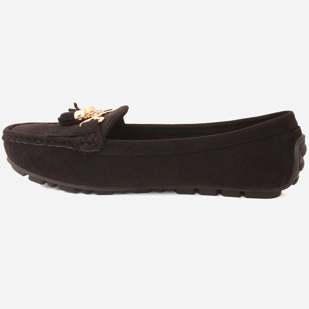 Women "PATICE" Moosehide Fringed Kilty Moccasins - Image 3